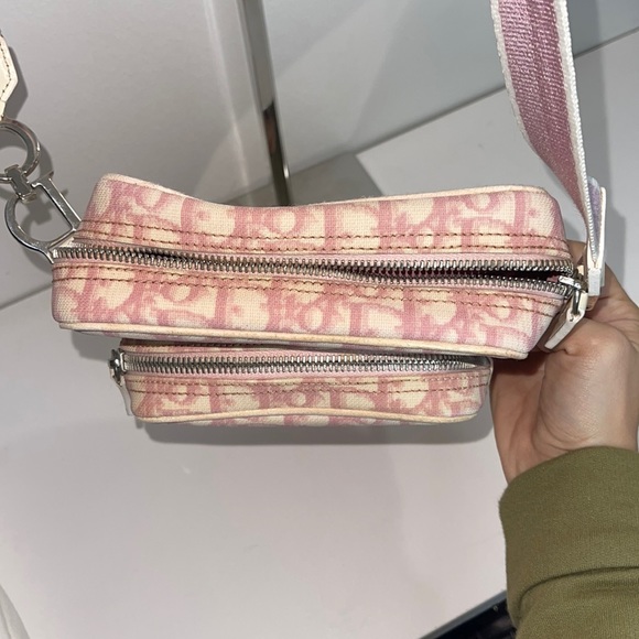 Christian Dior Vintage Y2K Trotter Monogram Pink/OffWhite Crossbody Shoulder Bag - Picture 8 of 16